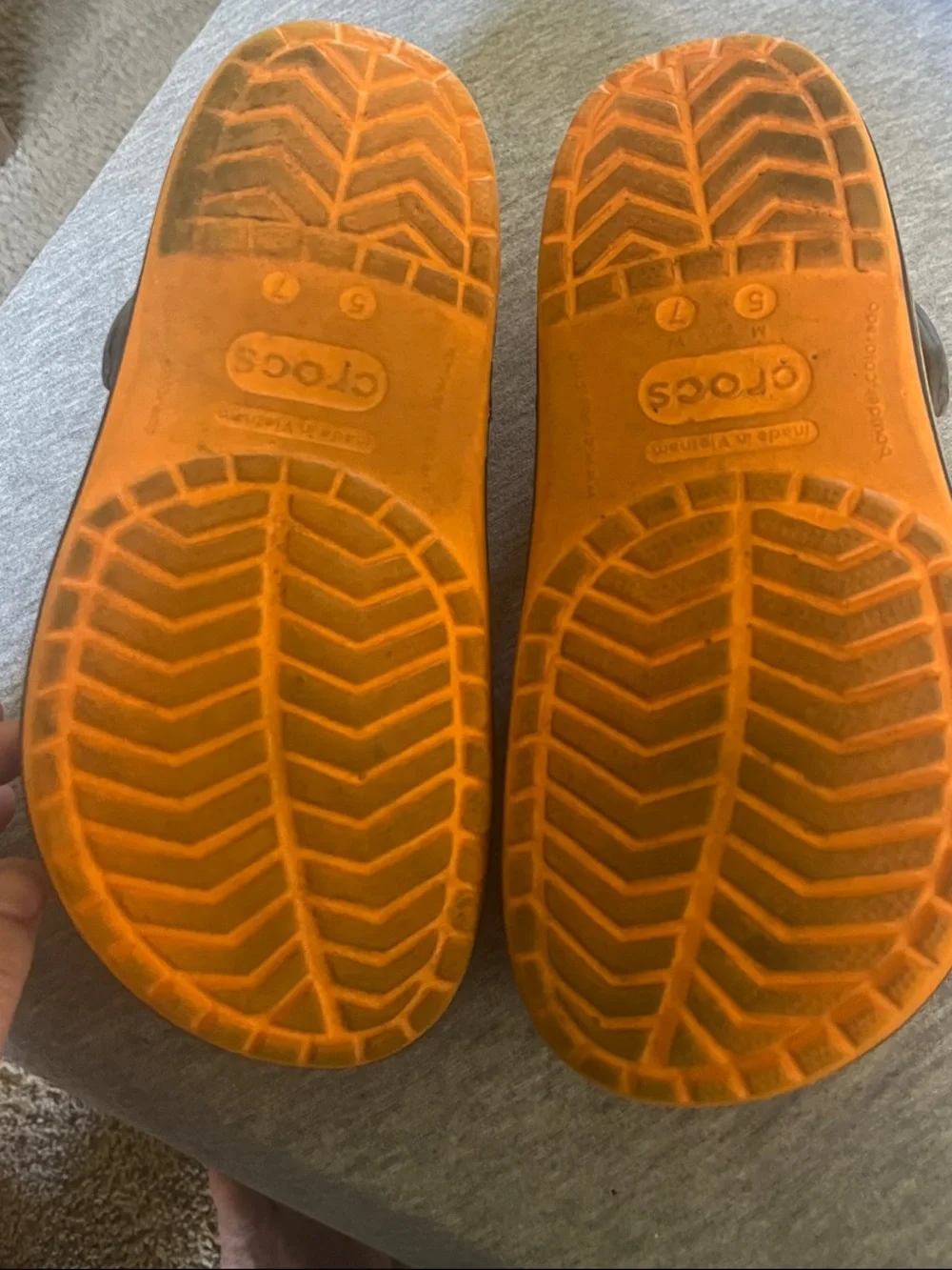 CROCS Kids Orange Clog with Gray Heel Strap
